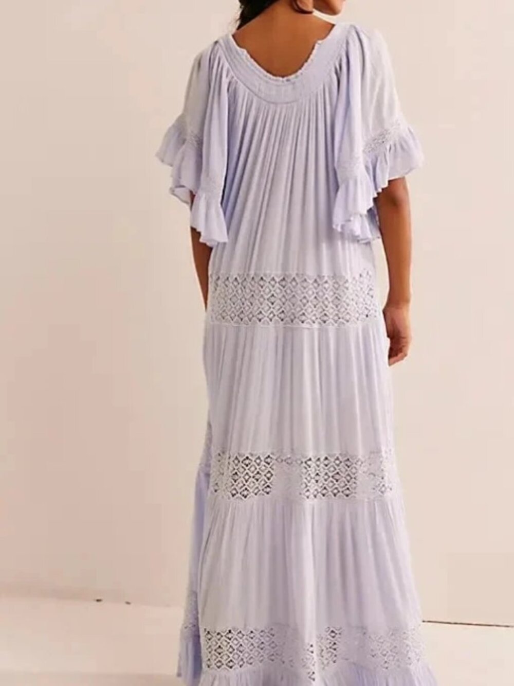 Free People Free est Dream On Maxi Dress Crochet Flutter Sleeve S - Picture 3 of 7